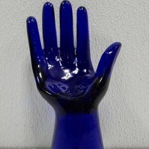 Vintage Cobalt Blue Glass Hand 7.75 Home Accents Decor Vanity Ring Holder Women